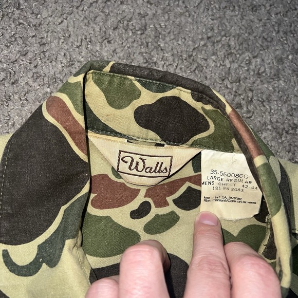 Vintage Walls Duck Camo Button Up Shirt Sz Men's L USA Made Hunting Fishing 80s - Picture 3 of 6